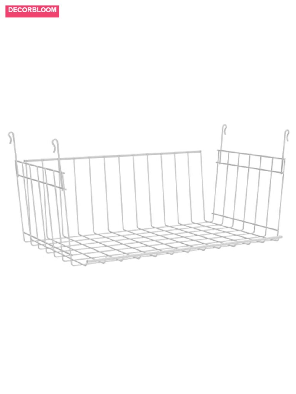 White Wire Hanging Shelf Basket for Closet & Pantry Storage, Epoxy Coated